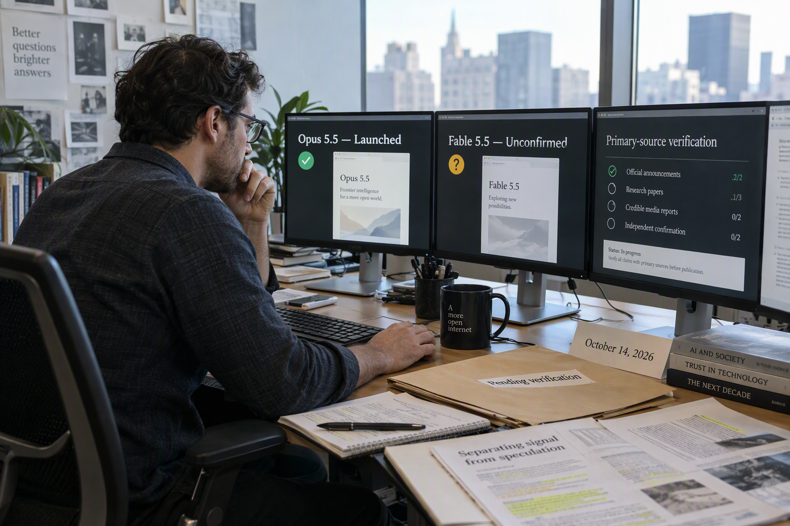 Analyst verifying the availability of Claude Opus 5.5 and Claude Fable 5.5