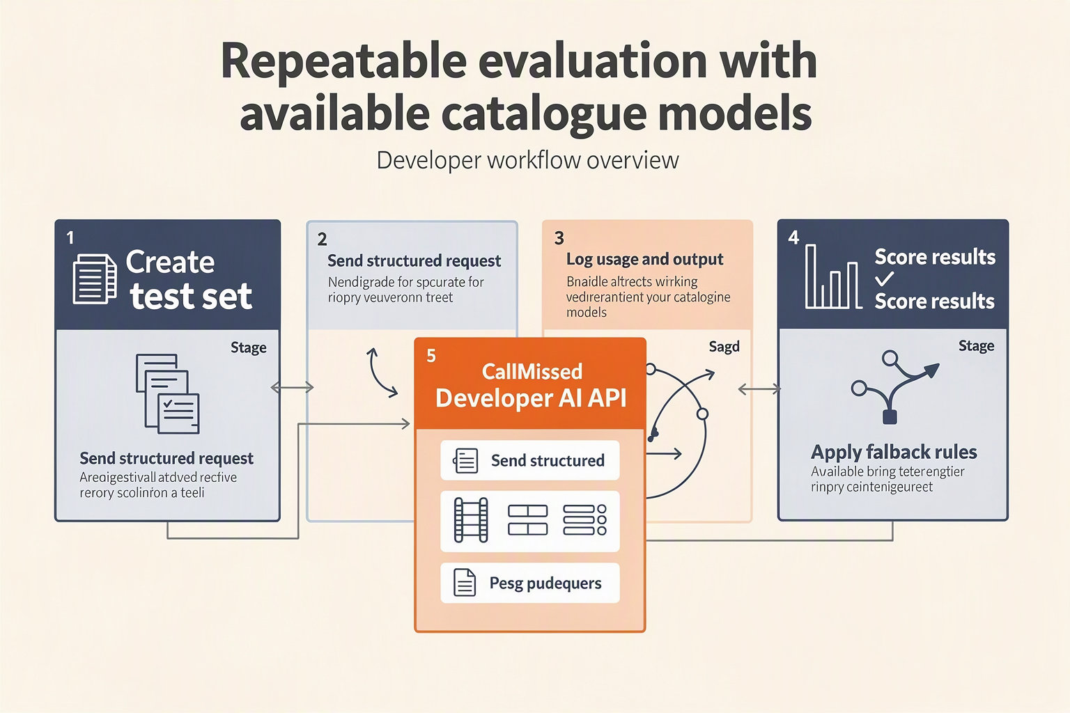 CallMissed API workflow for repeatable tests of available catalogue models