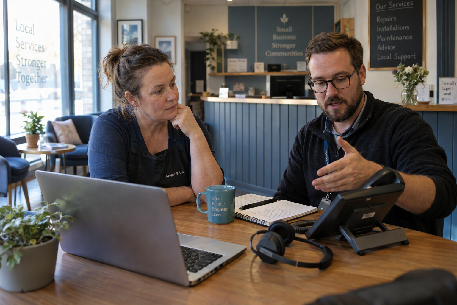 A business owner and IT specialist assess whether an experimental PBX suits customer call handling
