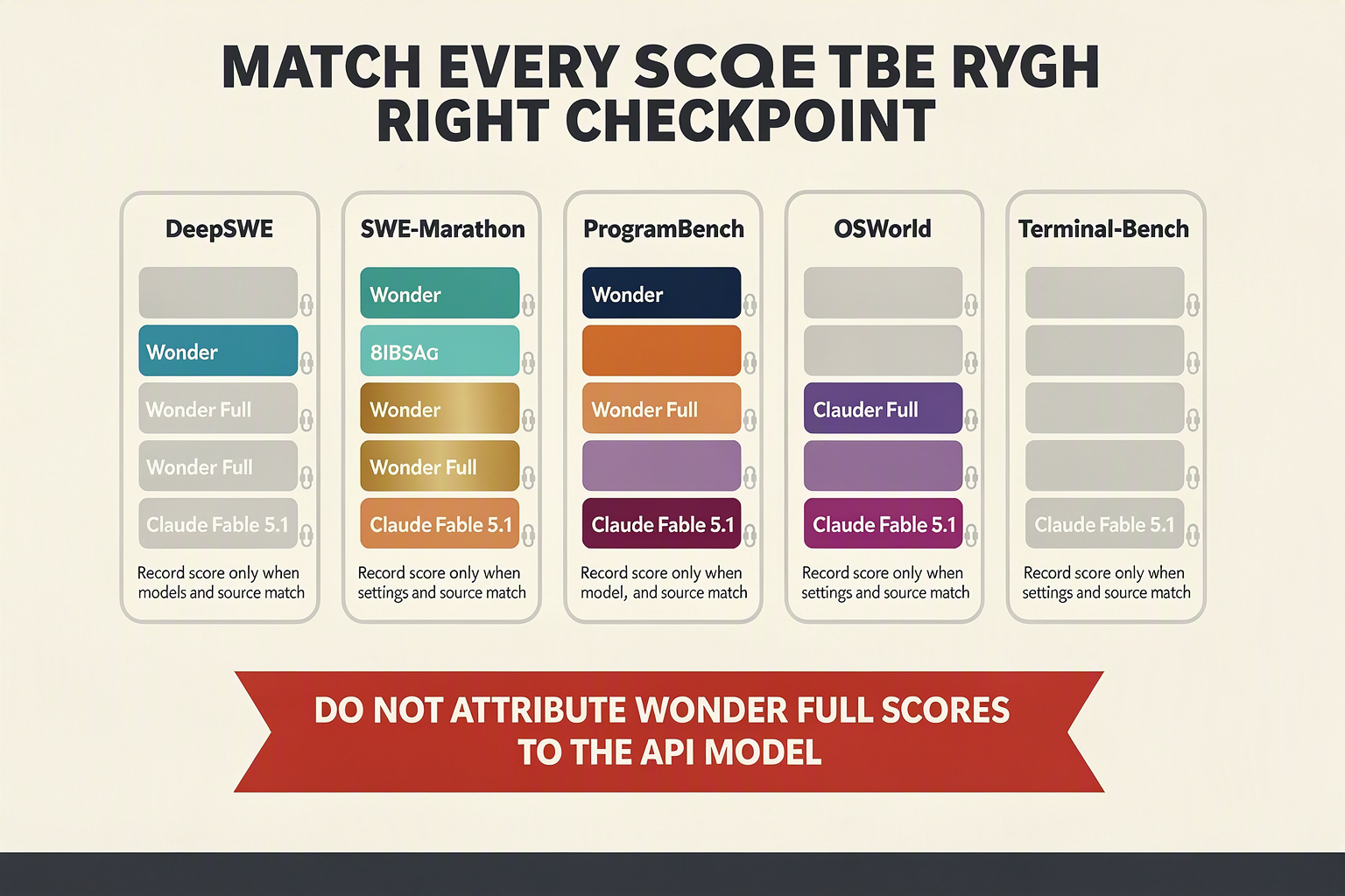 Benchmark provenance chart separating Muse Wonder scores from Wonder Full and Claude models